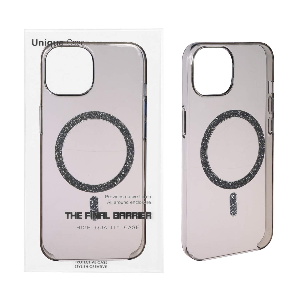 1544200 قاب اورجینال Unique Case شفاف MagSafe اکلیلی Apple iPhone 13 / iPhone 14 - خاکستری (پک دار) - تصویر 1