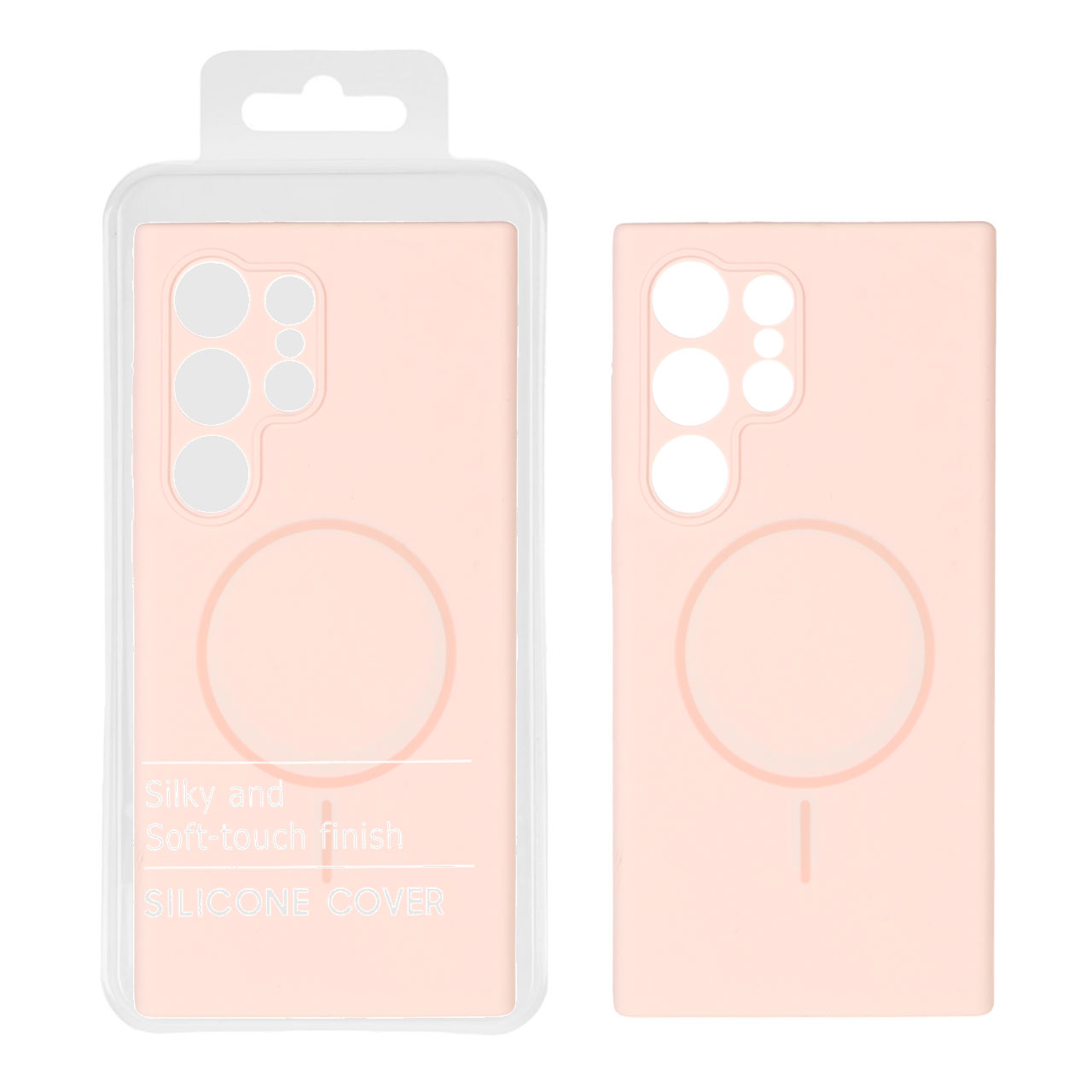 1545004 قاب سیلیکونی پاک کنی اورجینال درجه یک Magsafe مدل Samsung Galaxy S24 Ultra - صورتی روشن (پک دار) - تصویر 1