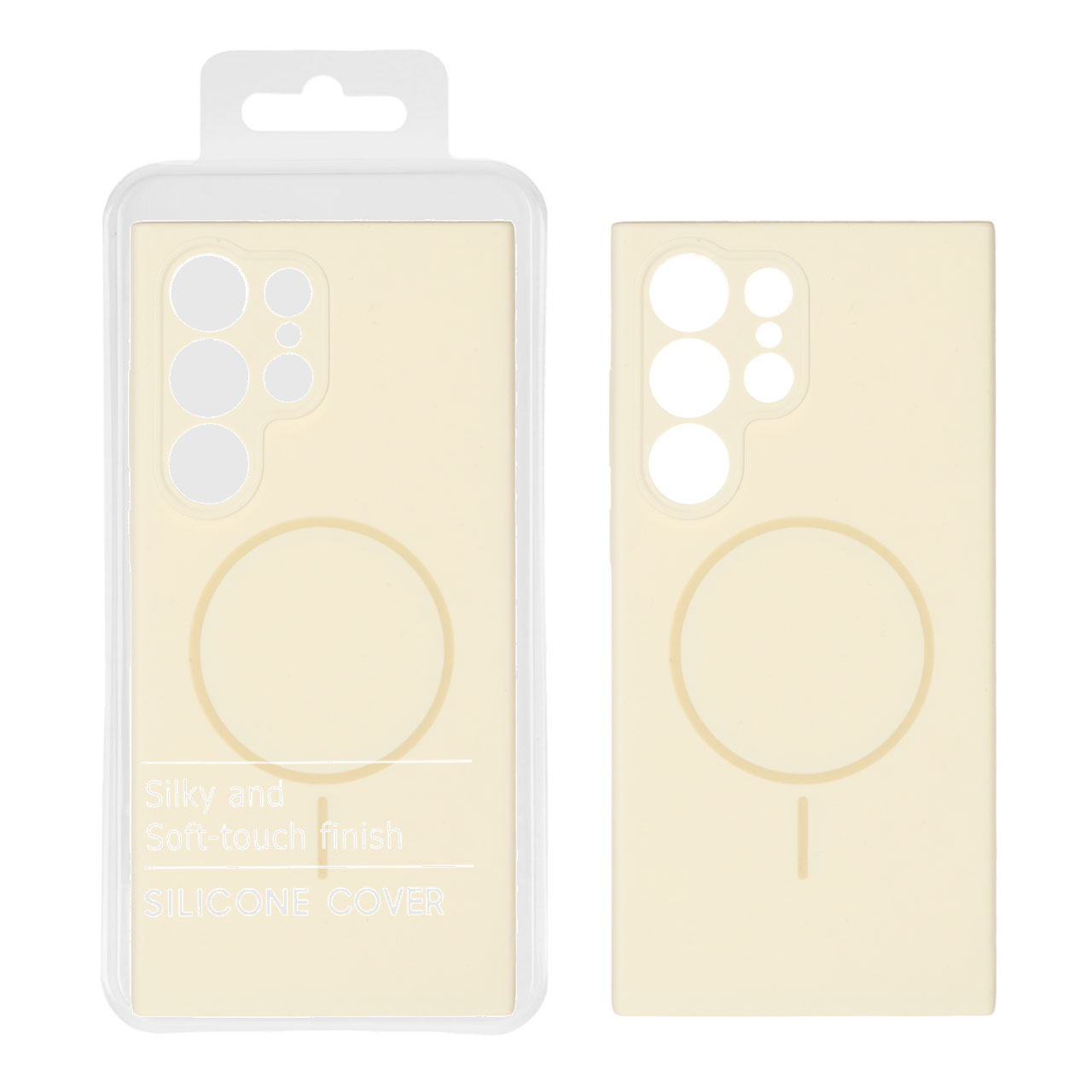 1545048 قاب سیلیکونی پاک کنی اورجینال درجه یک Magsafe مدل Samsung Galaxy S23 Ultra - کرم (پک دار) - تصویر 1