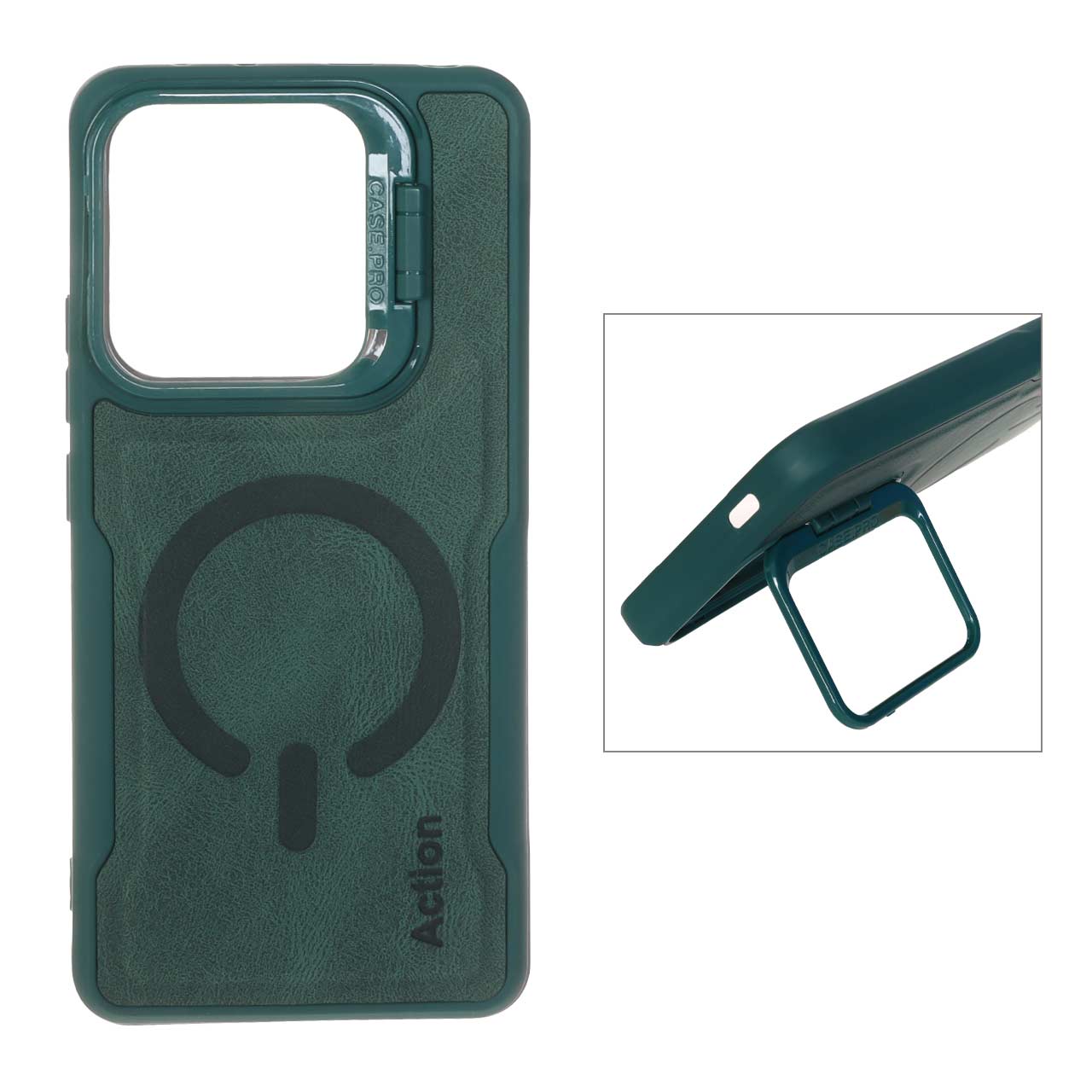 1545266 قاب جیر Action طرح مگ سیف استندشو Xiaomi Redmi Note 14 4G - سبز - تصویر 1