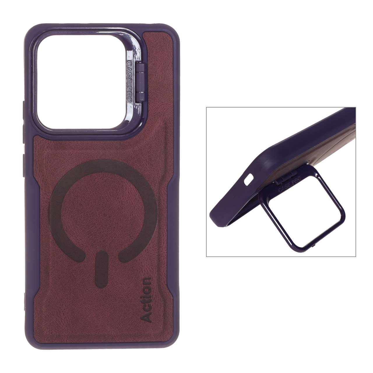 1545270 قاب جیر Action طرح مگ سیف استندشو Xiaomi Redmi Note 14 4G - زرشکی - تصویر 1