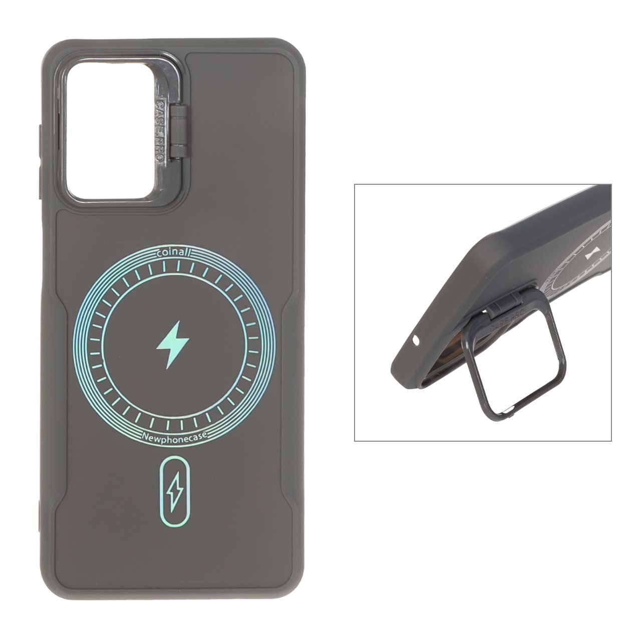 1550298 قاب Coinall طرح مگ سیف محافظ لنز استندشو Samsung Galaxy A12 / M12 / F12 - خاکستری - تصویر 1