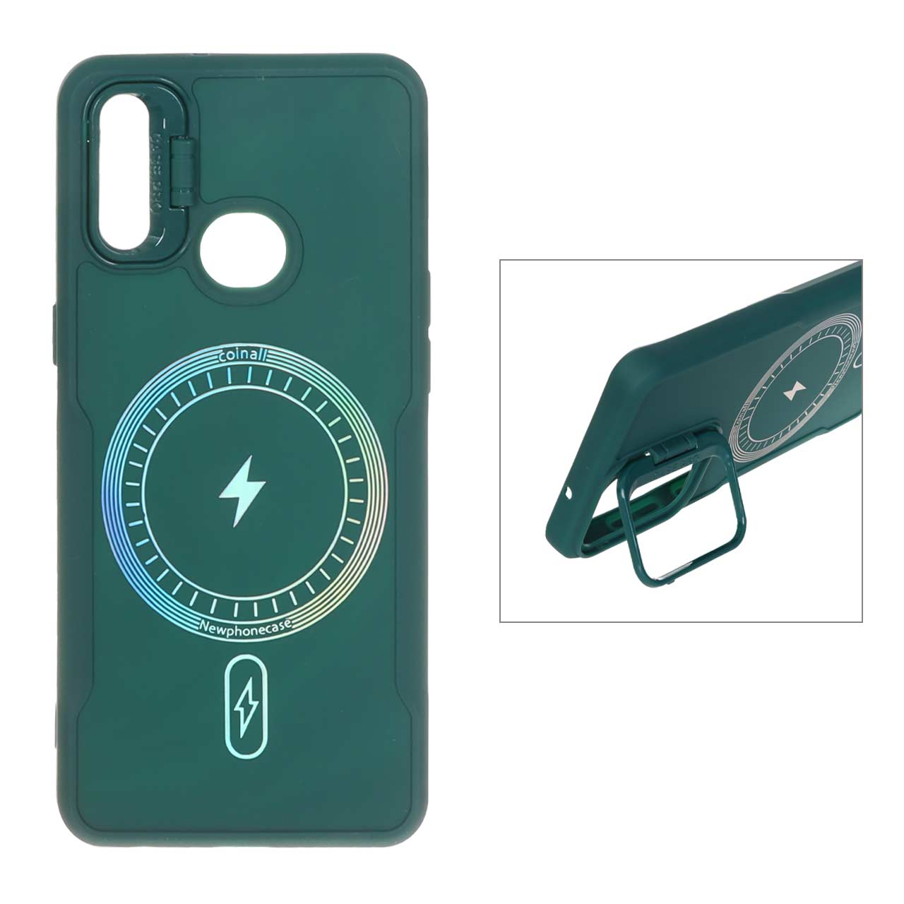 1550304 قاب Coinall طرح مگ سیف محافظ لنز استندشو Samsung Galaxy A10s - سبز - تصویر 1