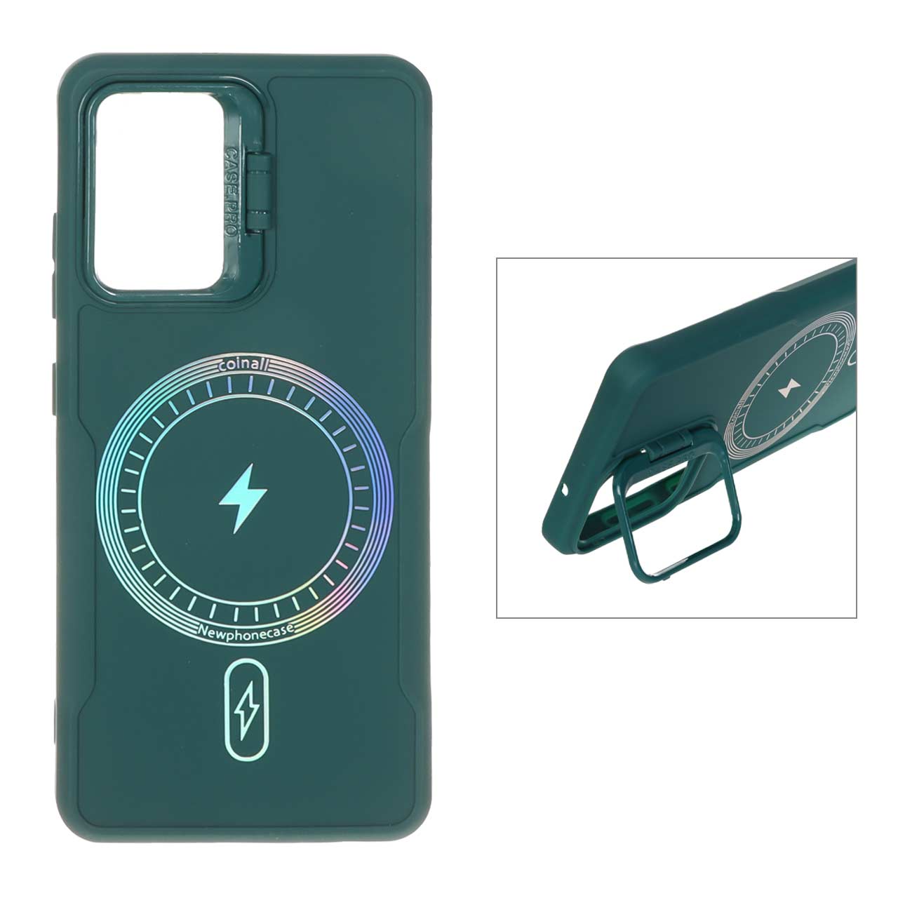1550312 قاب Coinall طرح مگ سیف محافظ لنز استندشو Samsung Galaxy A32 4G - سبز - تصویر 1