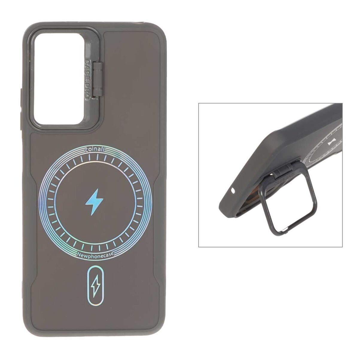 قاب Coinall طرح مگ سیف محافظ لنز استندشو Xiaomi Redmi Note 12S / Xiaomi Redmi Note 11 4G / Redmi Note 11S - خاکستری - تصویر 1