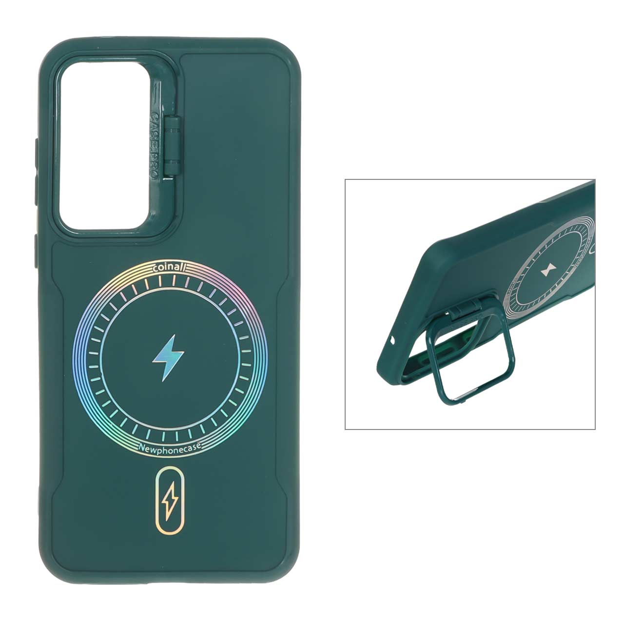 1550360 قاب Coinall طرح مگ سیف محافظ لنز استندشو Samsung Galaxy A35 / A55 - سبز - تصویر 1