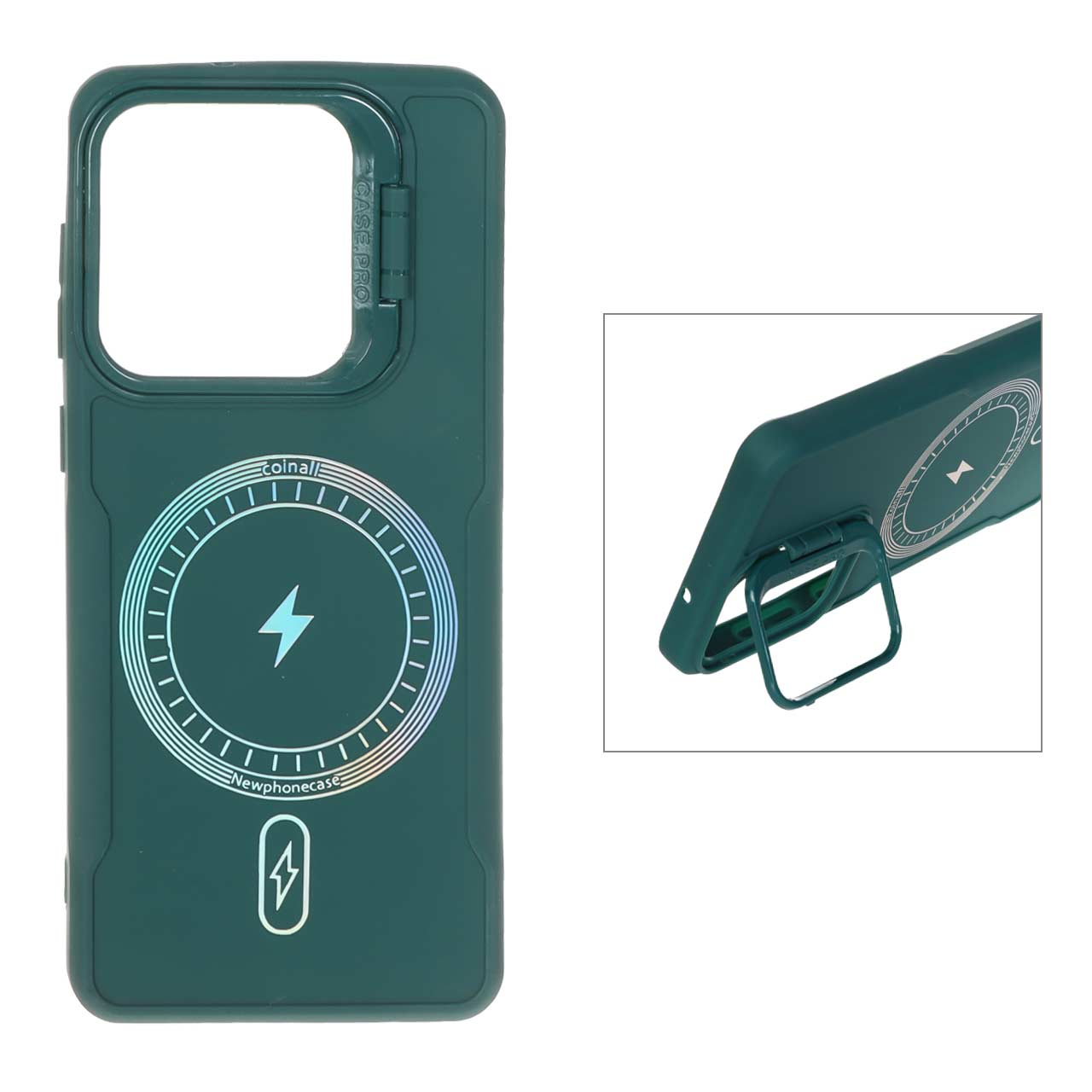 1550376 قاب Coinall طرح مگ سیف محافظ لنز استندشو Samsung Galaxy A21s - سبز - تصویر 1