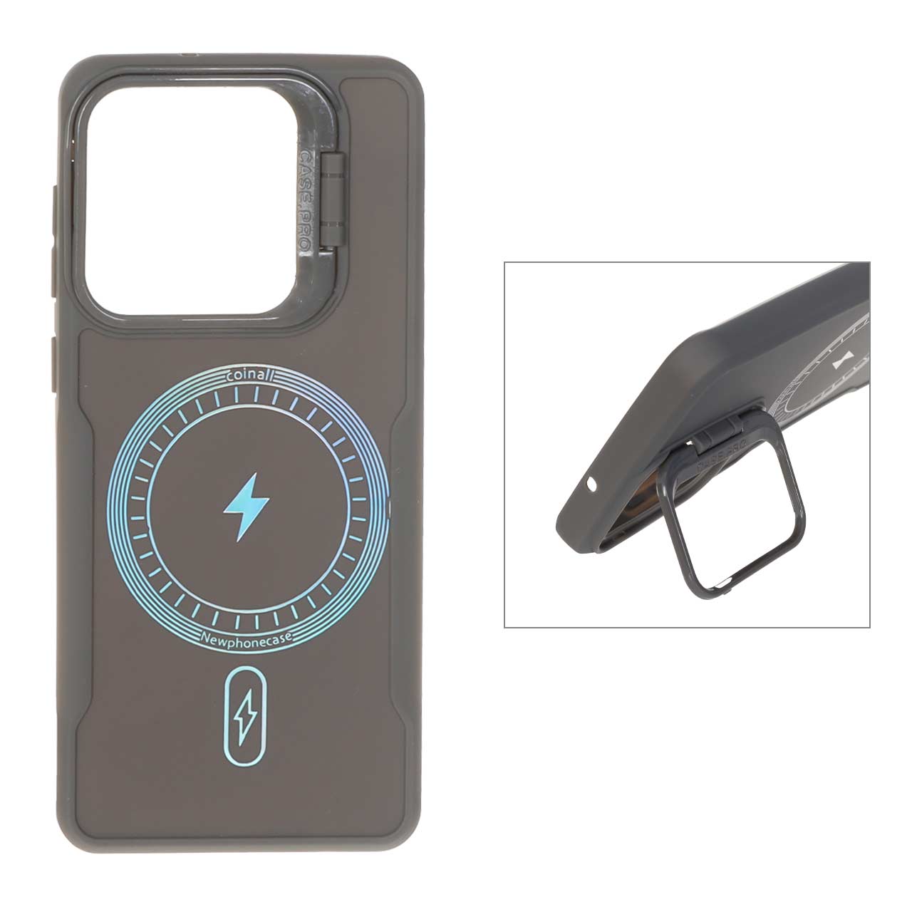 1550378 قاب Coinall طرح مگ سیف محافظ لنز استندشو Samsung Galaxy A21s - خاکستری - تصویر 1