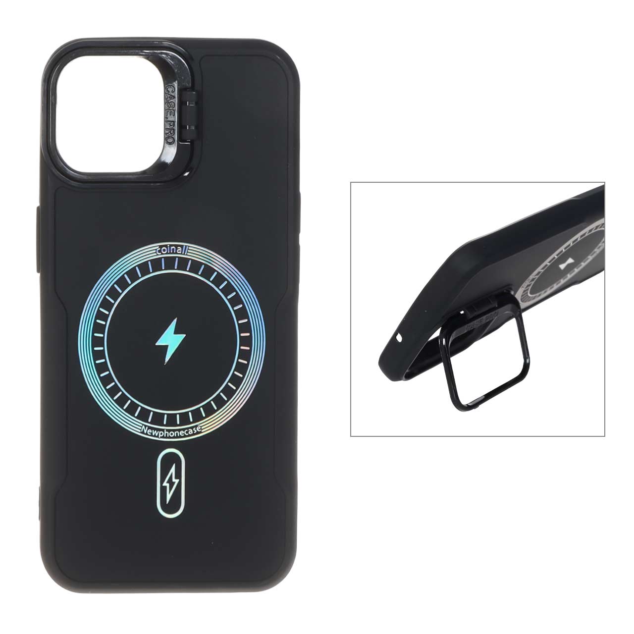 1550396 قاب Coinall طرح مگ سیف محافظ لنز استندشو Apple iPhone 13 / iPhone 14 - مشکی - تصویر 1