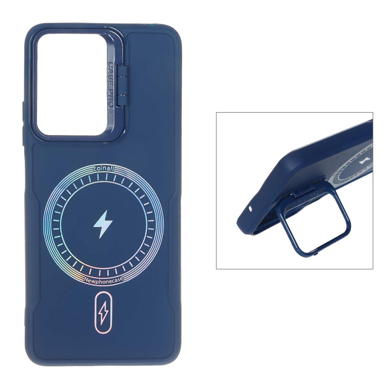 1550430 قاب Coinall طرح مگ سیف محافظ لنز استندشو Xiaomi Redmi Note 12 4G - سرمه ای - تصویر 1