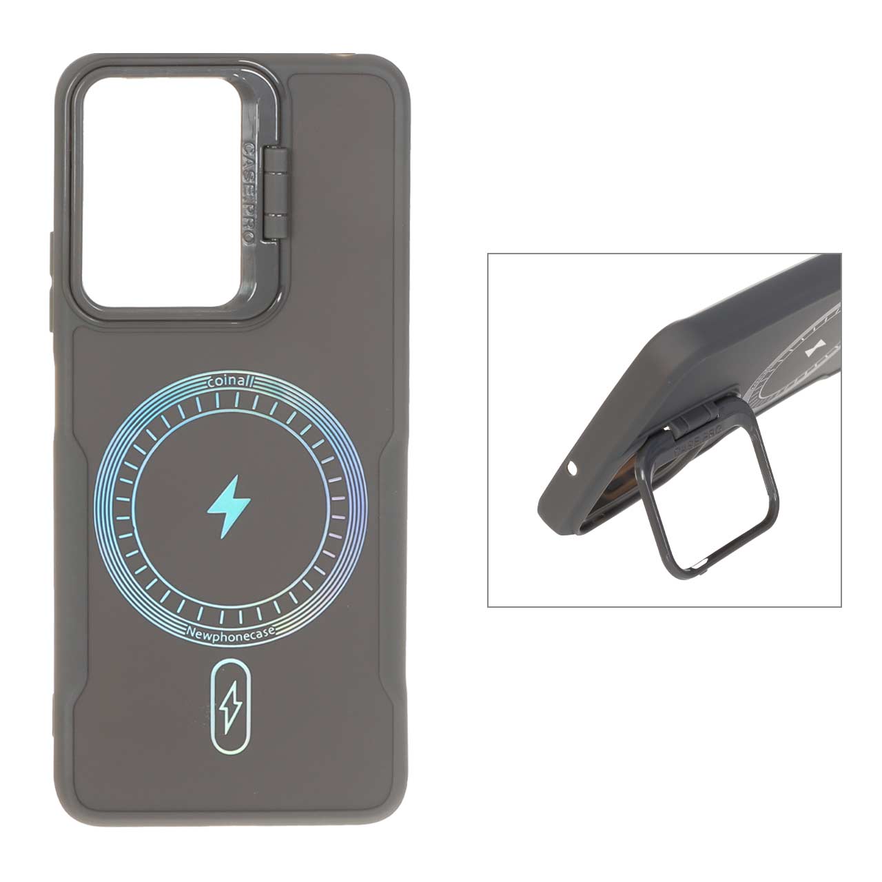 1550434 قاب Coinall طرح مگ سیف محافظ لنز استندشو Xiaomi Redmi Note 12 4G - خاکستری - تصویر 1