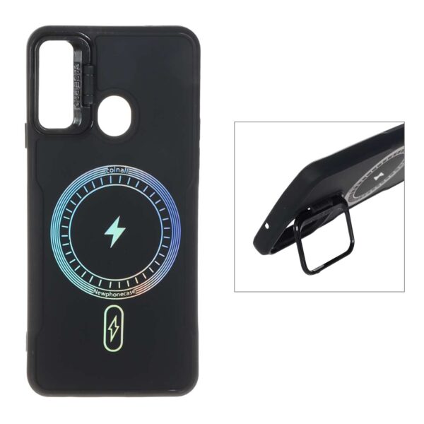 قاب Coinall طرح مگ سیف محافظ لنز استندشو Samsung Galaxy A20s - مشکی