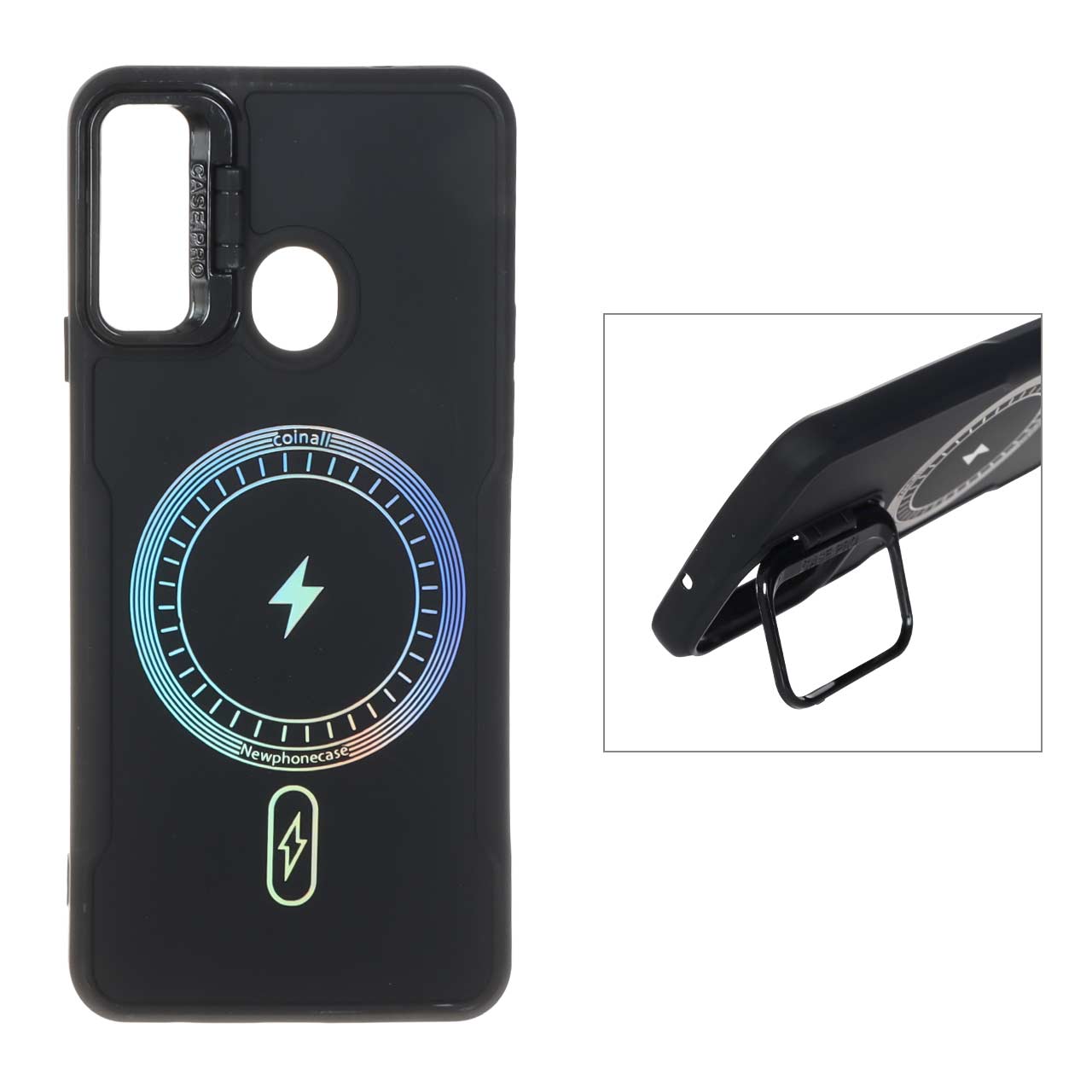 1550444 قاب Coinall طرح مگ سیف محافظ لنز استندشو Samsung Galaxy A20s - مشکی - تصویر 1