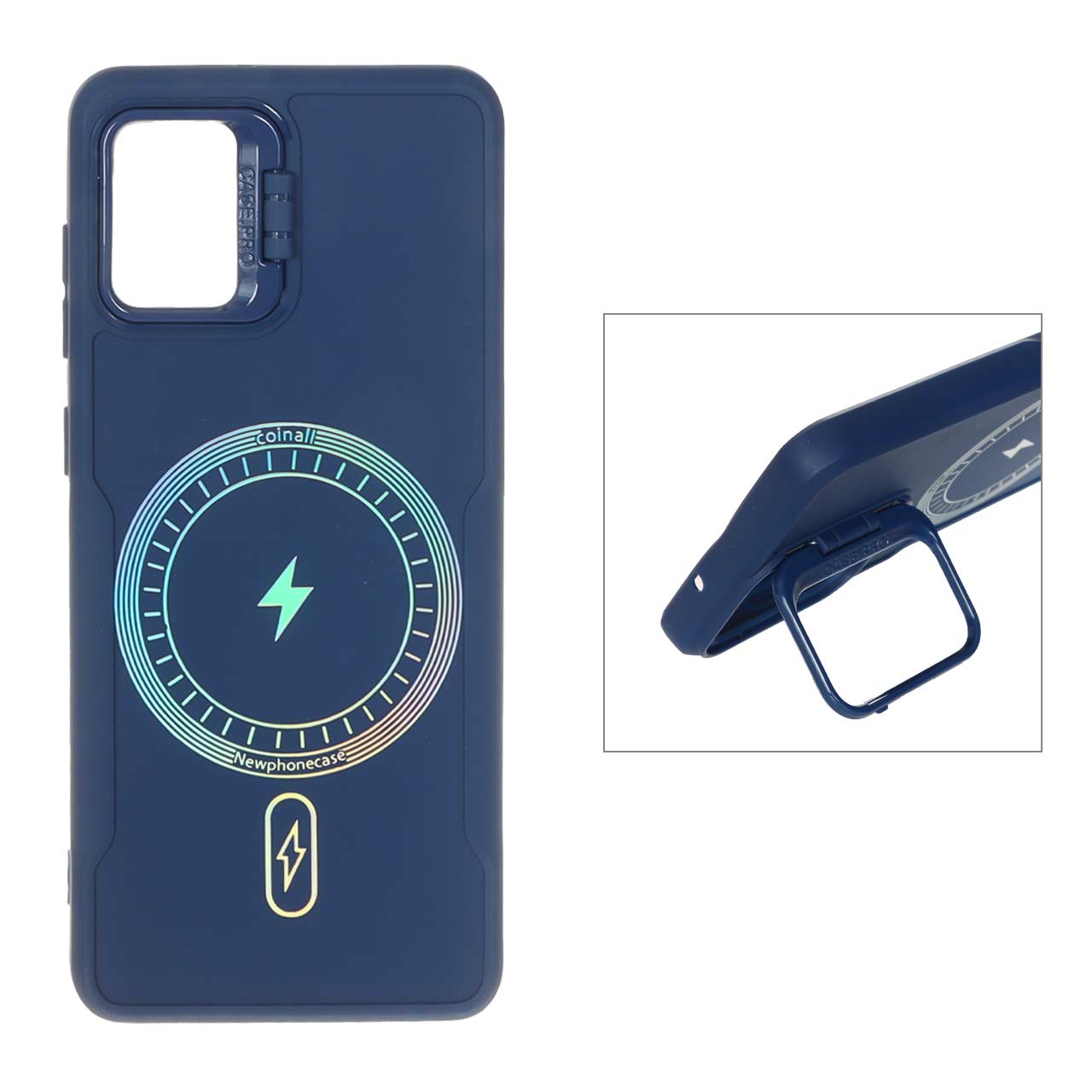 1550454 قاب Coinall طرح مگ سیف محافظ لنز استندشو Samsung Galaxy A31 - سرمه ای - تصویر 1