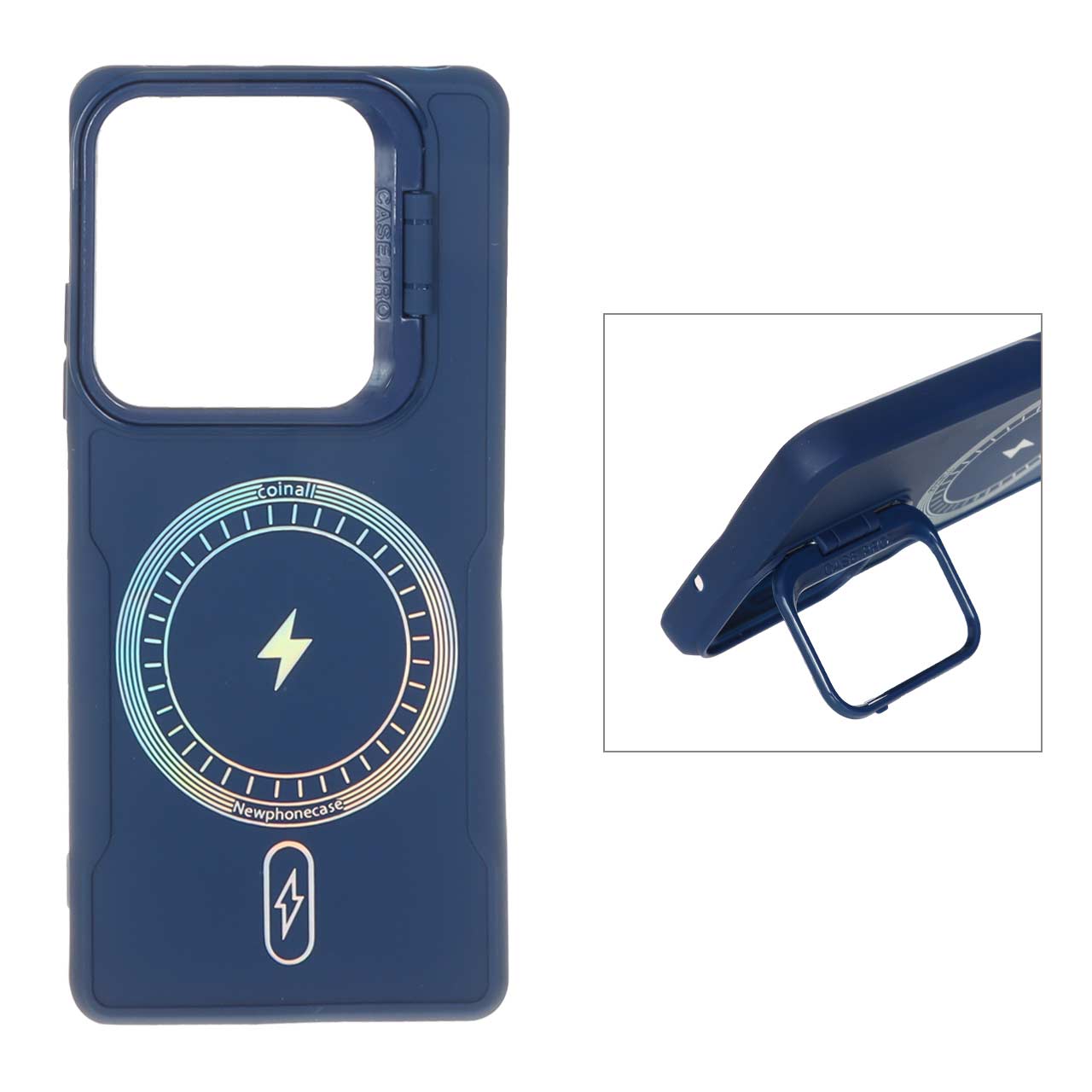 1550462 قاب Coinall طرح مگ سیف محافظ لنز استندشو Xiaomi Redmi Note 14S / Note 13 Pro 4G / Poco M6 Pro 4G - سرمه ای - تصویر 1