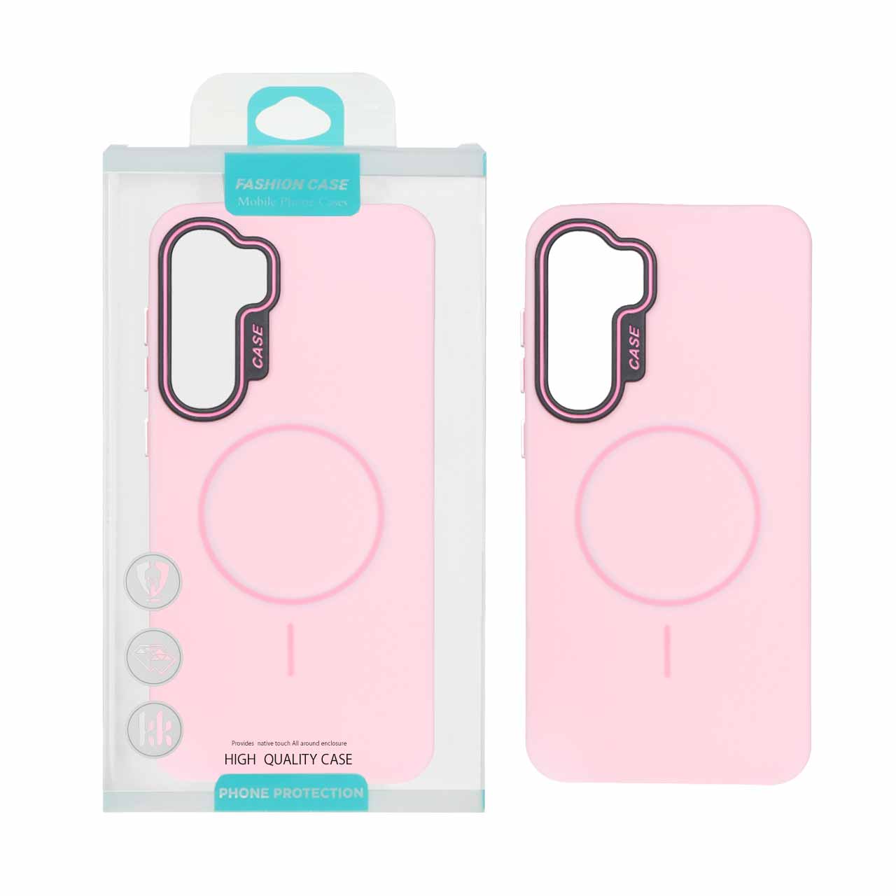 1550908 قاب طرح سیلیکون Magsafe پاستیلی Samsung Galaxy S24 FE - صورتی (پک دار) - تصویر 1