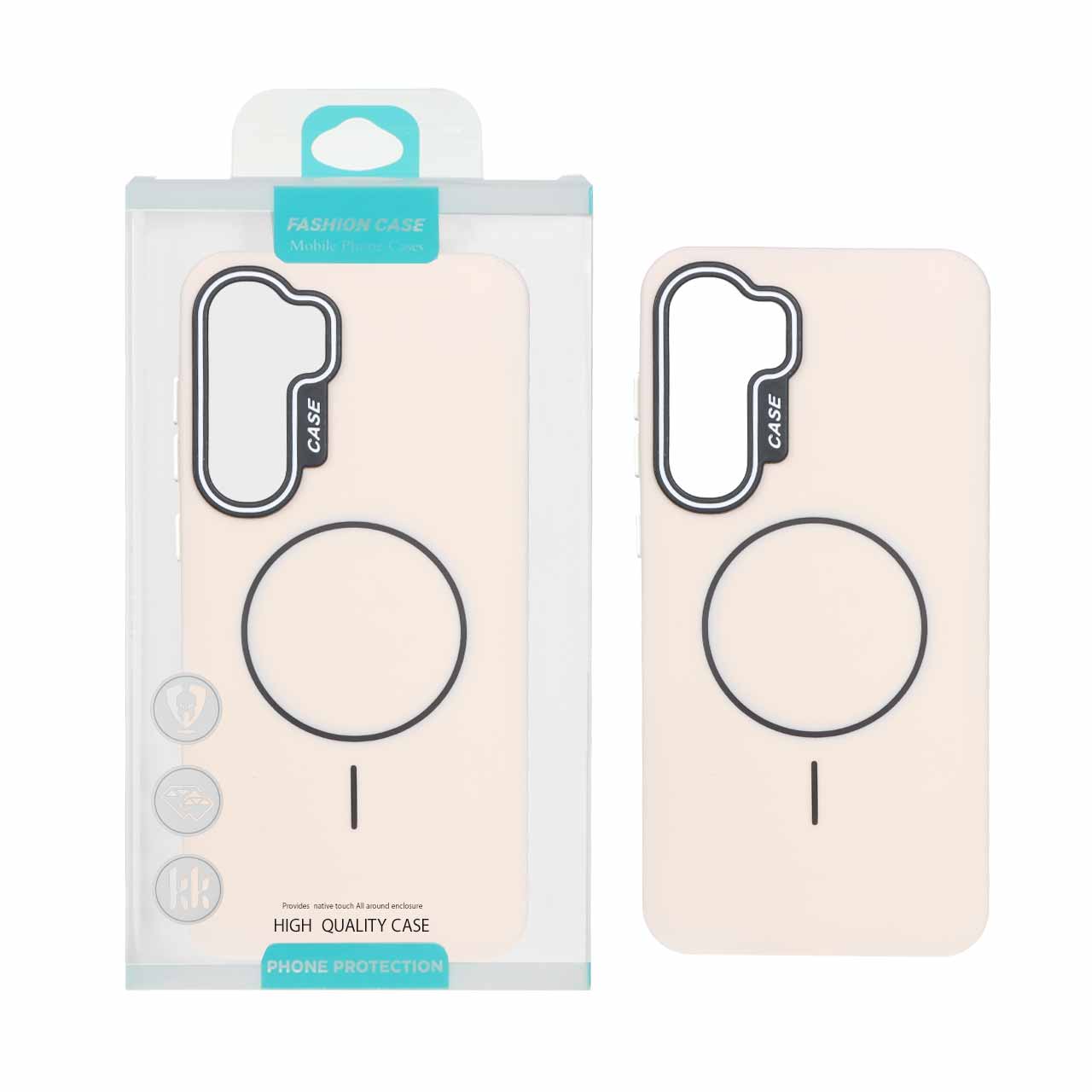 1550910 قاب طرح سیلیکون Magsafe پاستیلی Samsung Galaxy S24 FE - کرم (پک دار) - تصویر 1