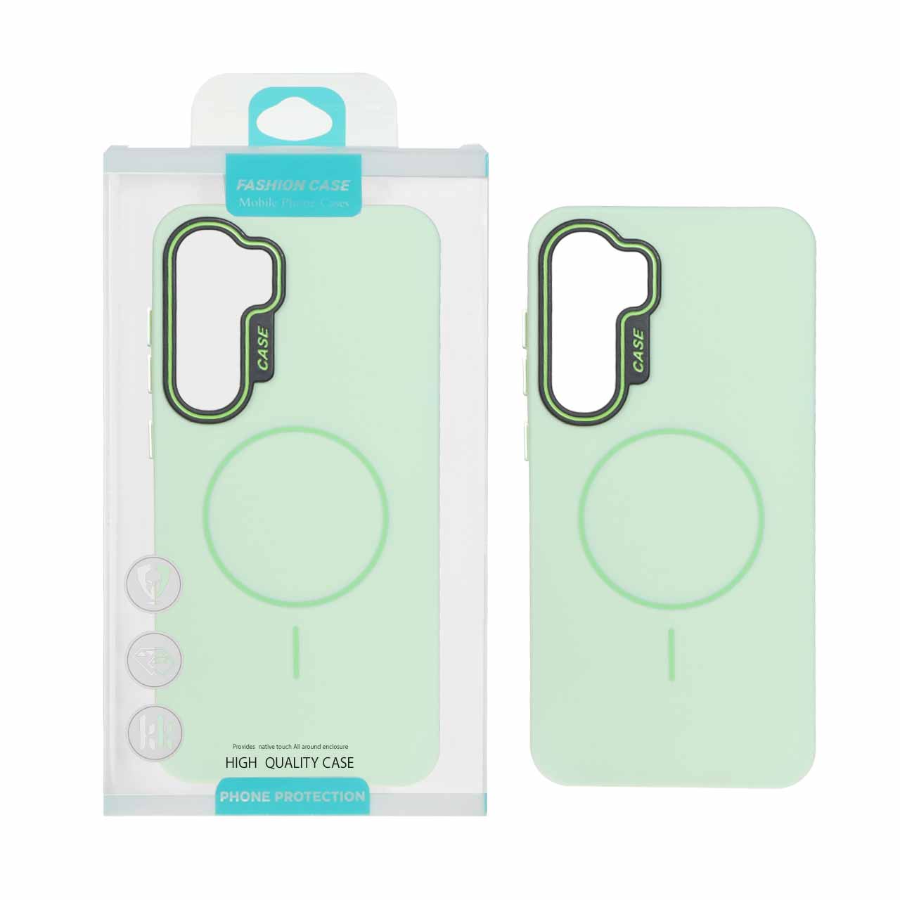 1550912 قاب طرح سیلیکون Magsafe پاستیلی Samsung Galaxy S24 FE - سبز (پک دار) - تصویر 1