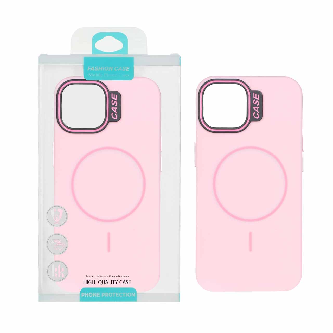 1550948 قاب طرح سیلیکون Magsafe پاستیلی Apple iPhone 13 / iPhone 14 - صورتی (پک دار) - تصویر 1