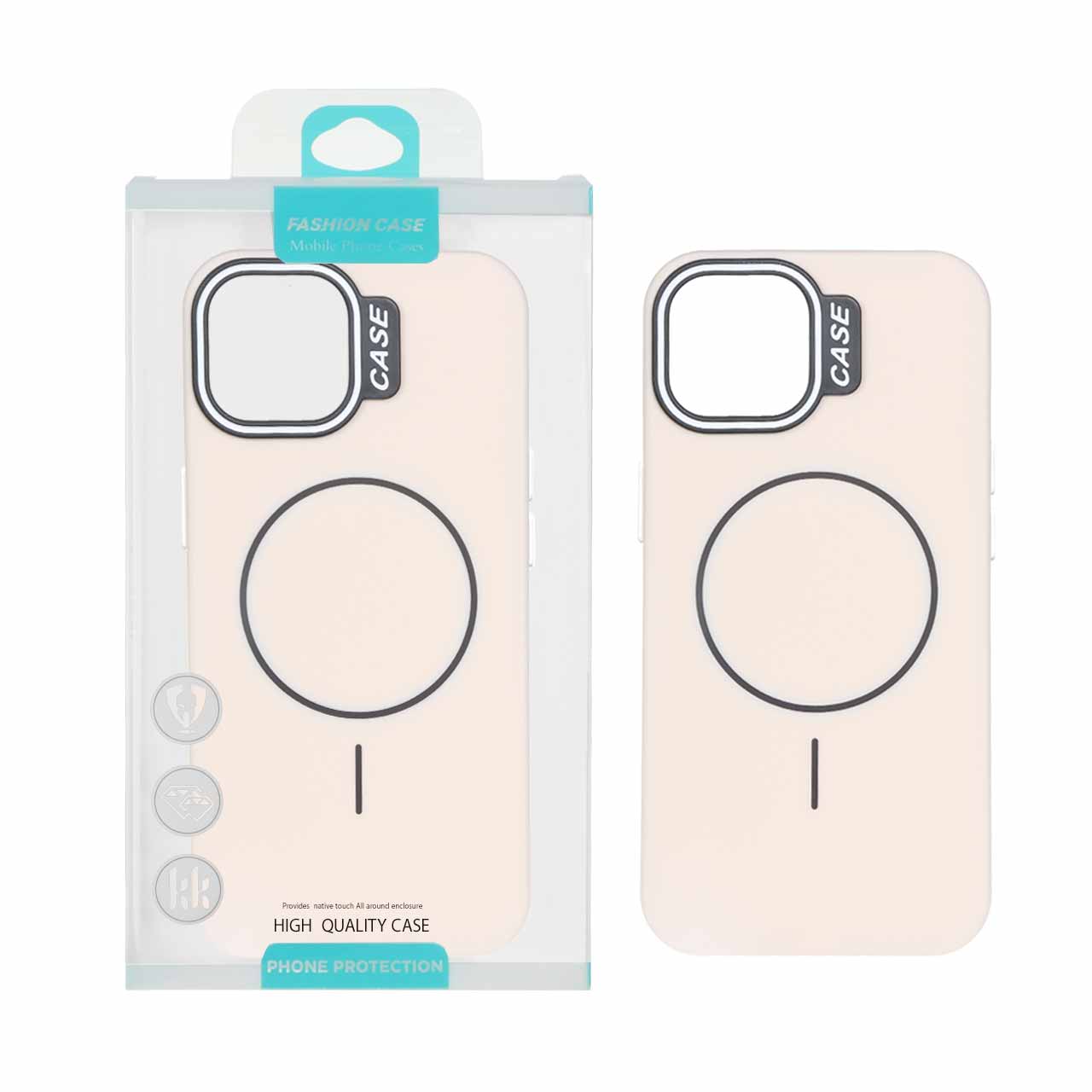 1550950 قاب طرح سیلیکون Magsafe پاستیلی Apple iPhone 13 / iPhone 14 - کرم (پک دار) - تصویر 1