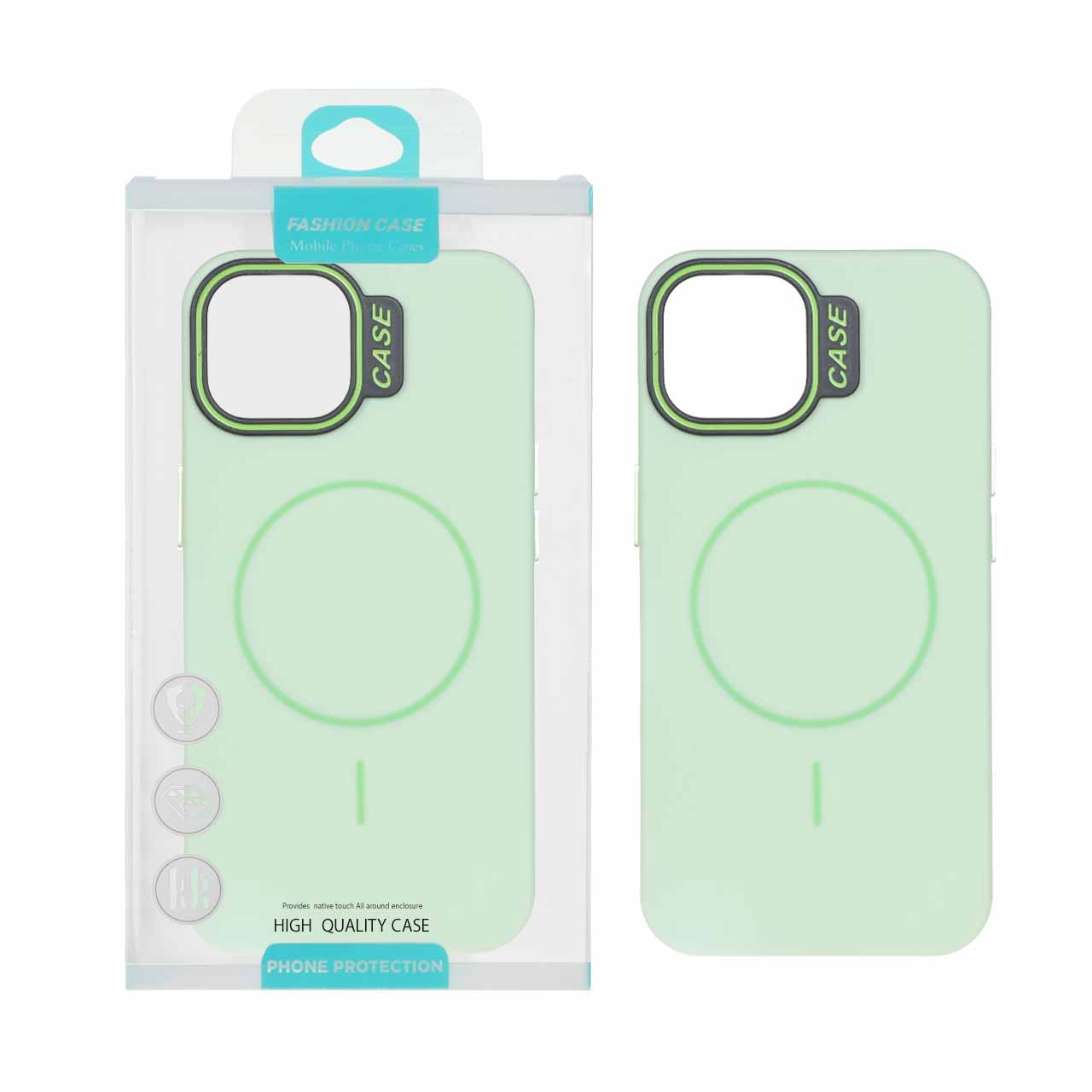 1550952 قاب طرح سیلیکون Magsafe پاستیلی Apple iPhone 13 / iPhone 14 - سبز (پک دار) - تصویر 1
