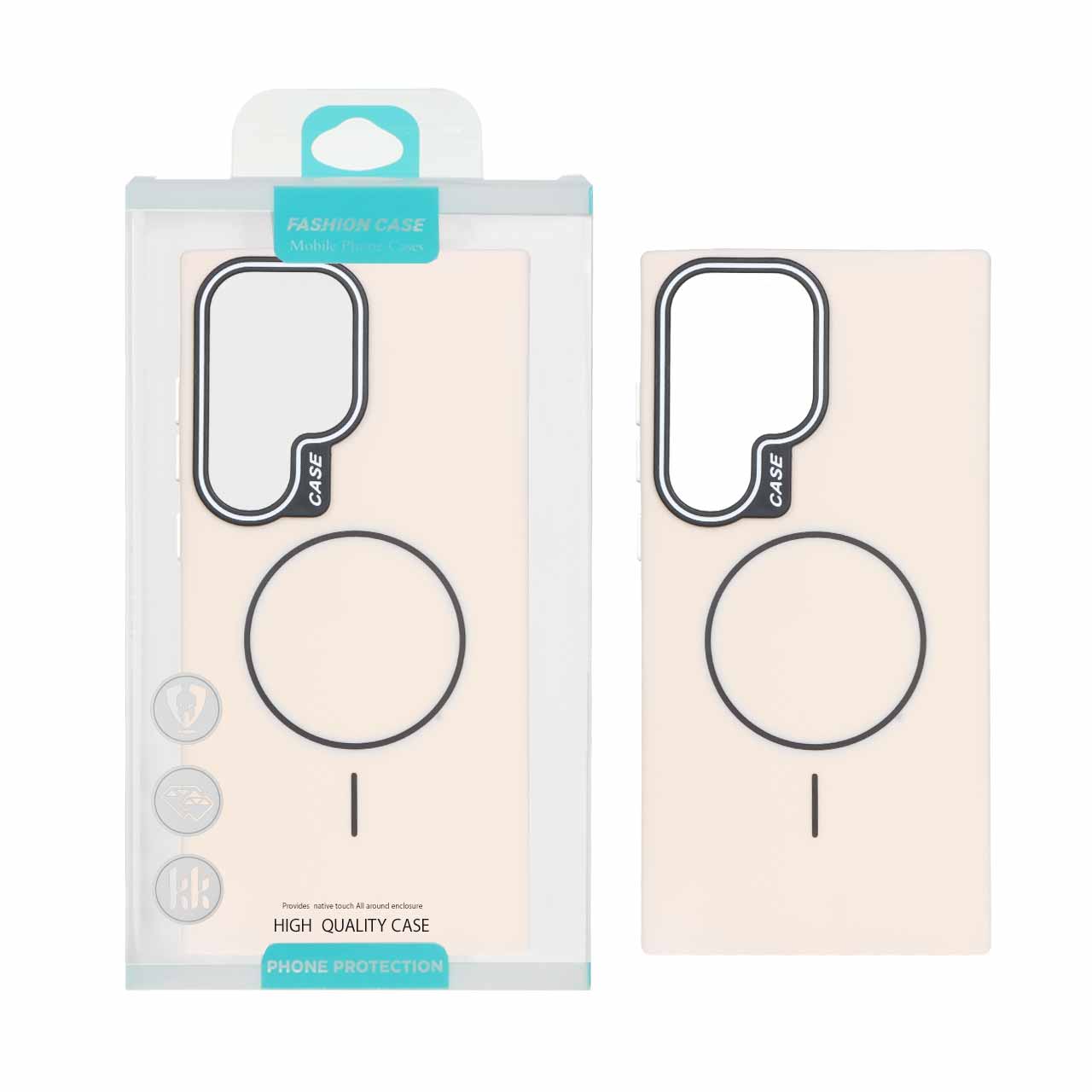 1550990 قاب طرح سیلیکون Magsafe پاستیلی Samsung Galaxy S24 Ultra - کرم (پک دار) - تصویر 1