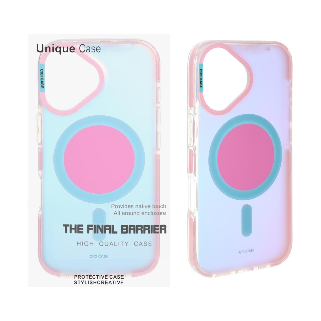 1551036 قاب CiCi Case هولوگرامی Magsafe مدل Apple iPhone 16 - صورتی (پک دار) - تصویر 1