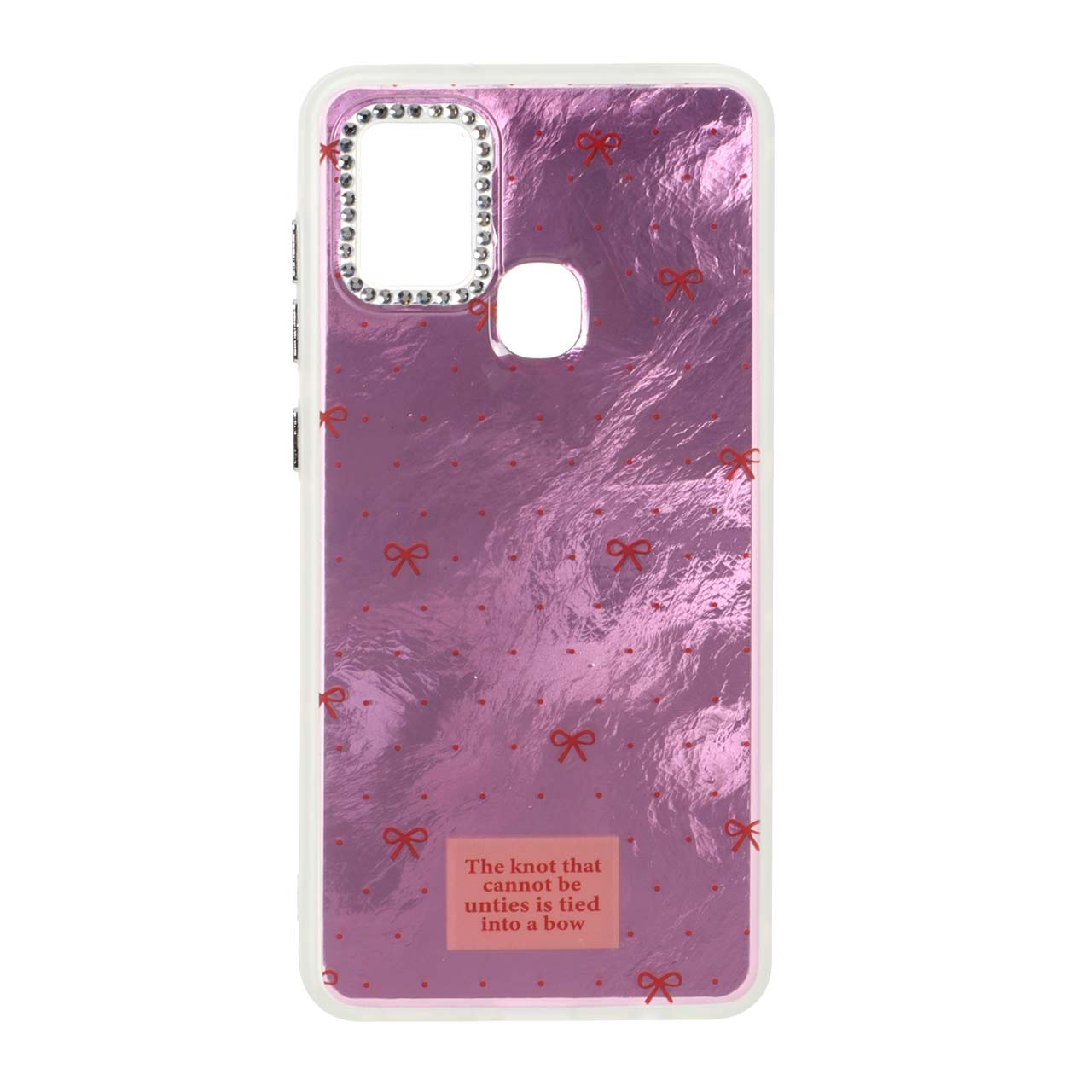 1553652 قاب اطلسی طرح پاپیون لنز نگین دار Samsung Galaxy A21s - صورتی - تصویر 1