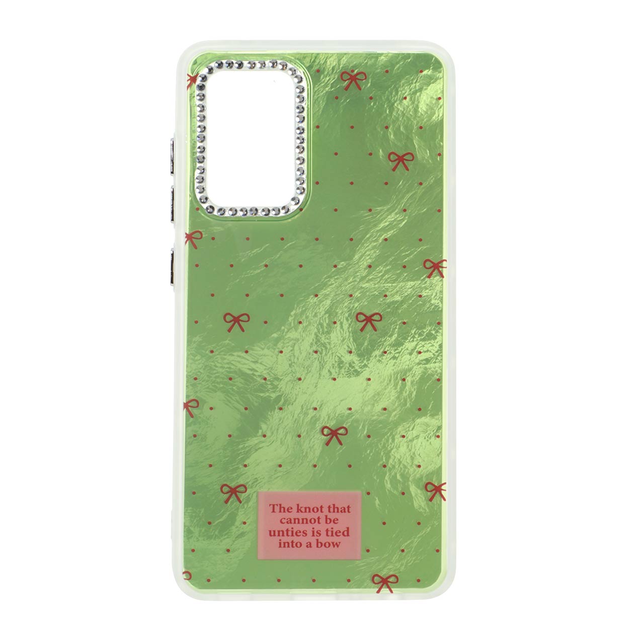 1553690 قاب اطلسی طرح پاپیون لنز نگین دار Samsung Galaxy A52 / A52s - سبز - تصویر 1