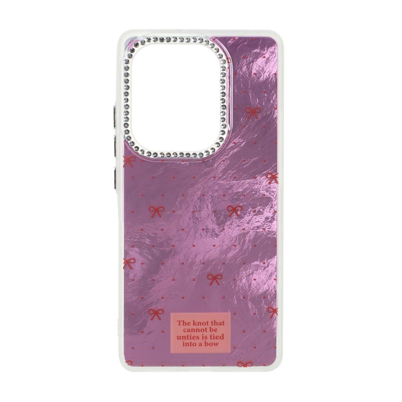 1553778 قاب اطلسی طرح پاپیون لنز نگین دار Xiaomi Redmi Note 14S / Note 13 Pro 4G / Poco M6 Pro 4G - صورتی - تصویر 1