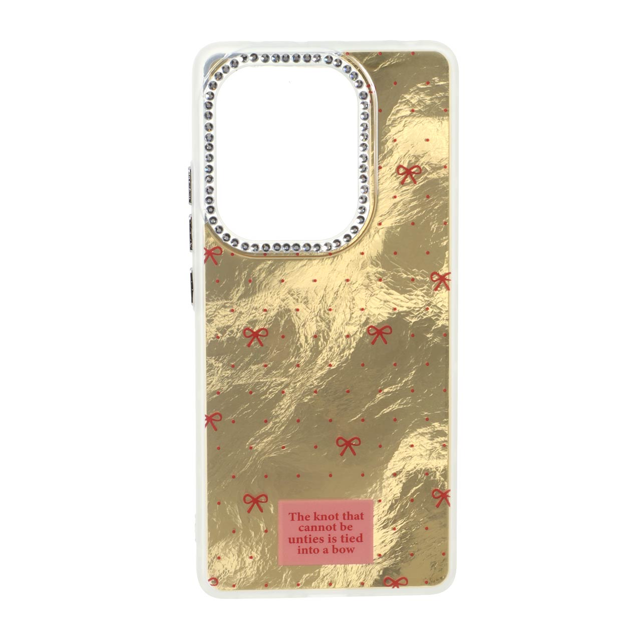 1553786 قاب اطلسی طرح پاپیون لنز نگین دار Xiaomi Redmi Note 14S / Note 13 Pro 4G / Poco M6 Pro 4G - طلایی - تصویر 1