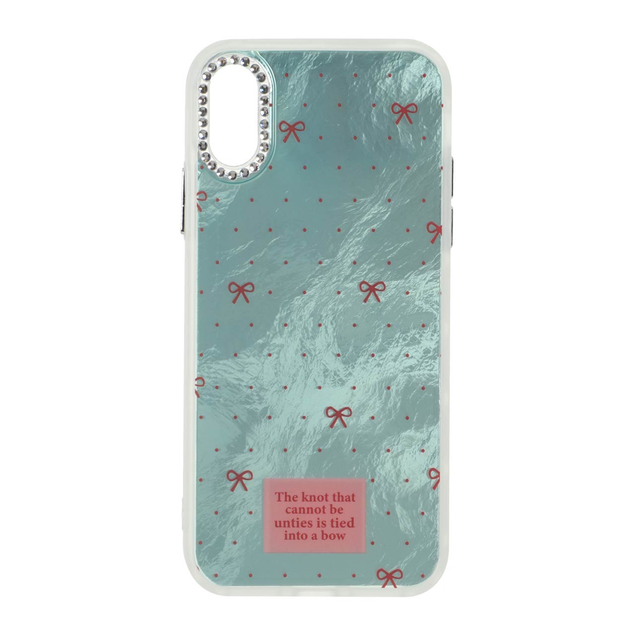 1553966 قاب اطلسی طرح پاپیون لنز نگین دار Apple iPhone X / iPhone XS - سبز روشن - تصویر 1