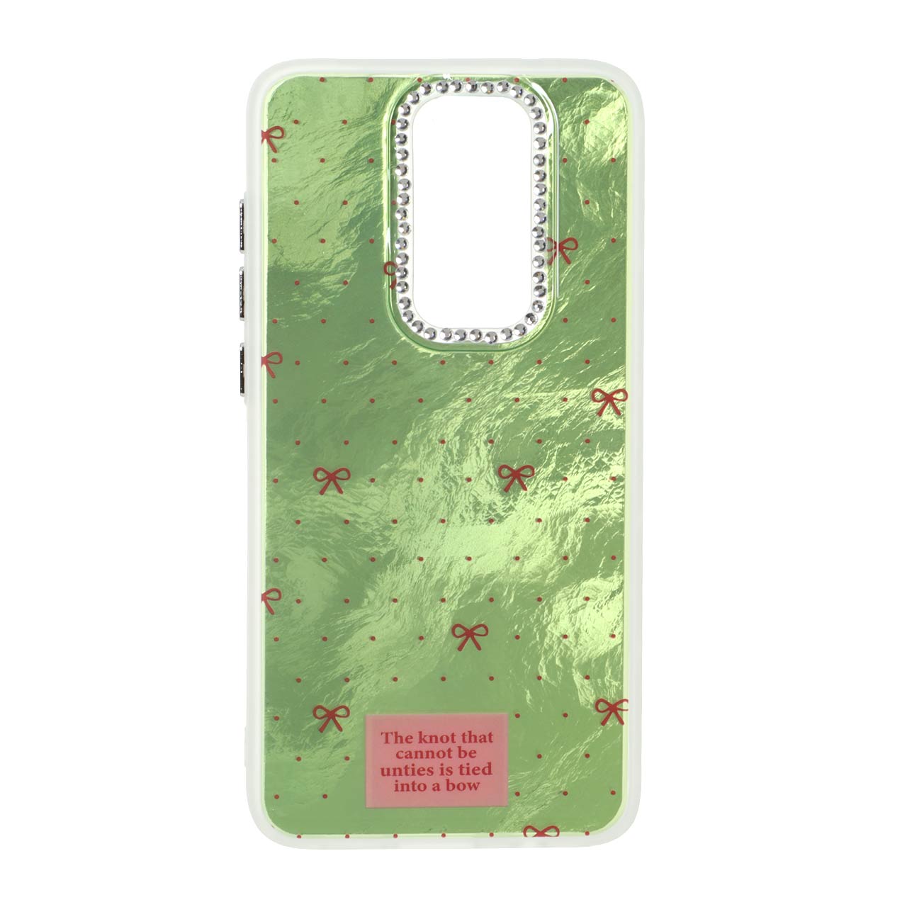 1553998 قاب اطلسی طرح پاپیون لنز نگین دار Xiaomi Redmi Note 8 Pro - سبز - تصویر 1