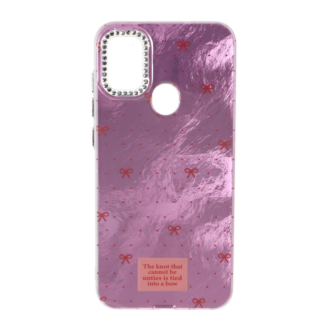 1554044 قاب اطلسی طرح پاپیون لنز نگین دار Samsung Galaxy A11 / M11 - صورتی - تصویر 1