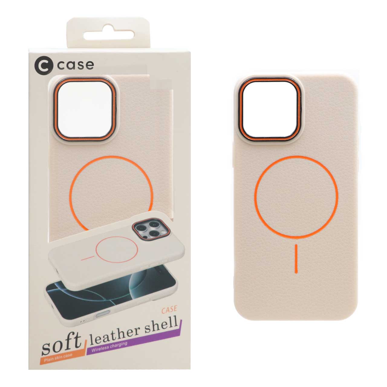 1554354 قاب اورجینال C Case طرح چرم MagSafe مدل Apple iPhone 13 Pro Max - کرم (پک دار) - تصویر 1