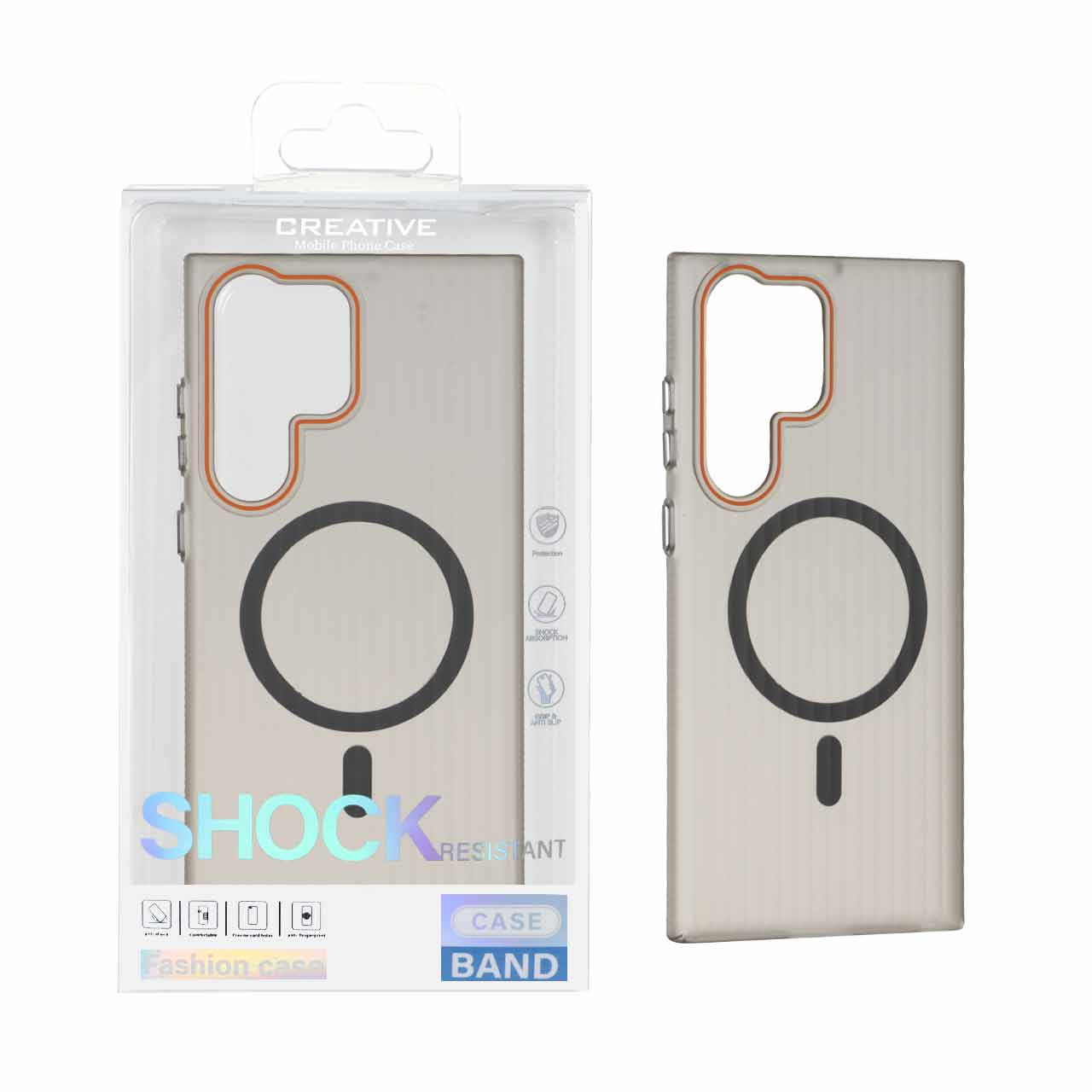 1554892 قاب اورجینال کرکره ای مات Magsafe مدل Samsung Galaxy S23 Ultra -طوسی (پک دار) - تصویر 1