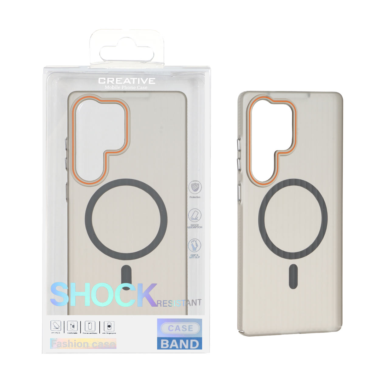 1554912 قاب اورجینال کرکره ای مات Magsafe مدل Samsung Galaxy S25 Ultra - طوسی (پک دار) - تصویر 1