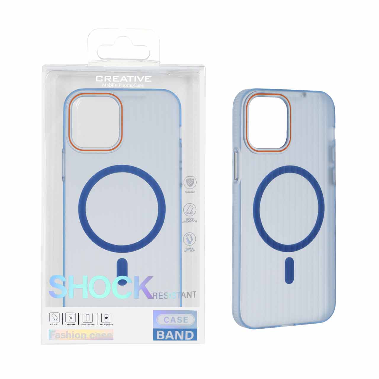 1554978 قاب اورجینال کرکره ای مات Magsafe مدل Apple iPhone 12 Pro / iPhone 12 - آبی (پک دار) - تصویر 1