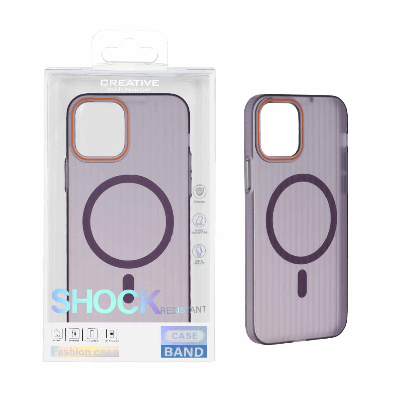 1554984 قاب اورجینال کرکره ای مات Magsafe مدل Apple iPhone 12 Pro / iPhone 12 - بنفش (پک دار) - تصویر 1