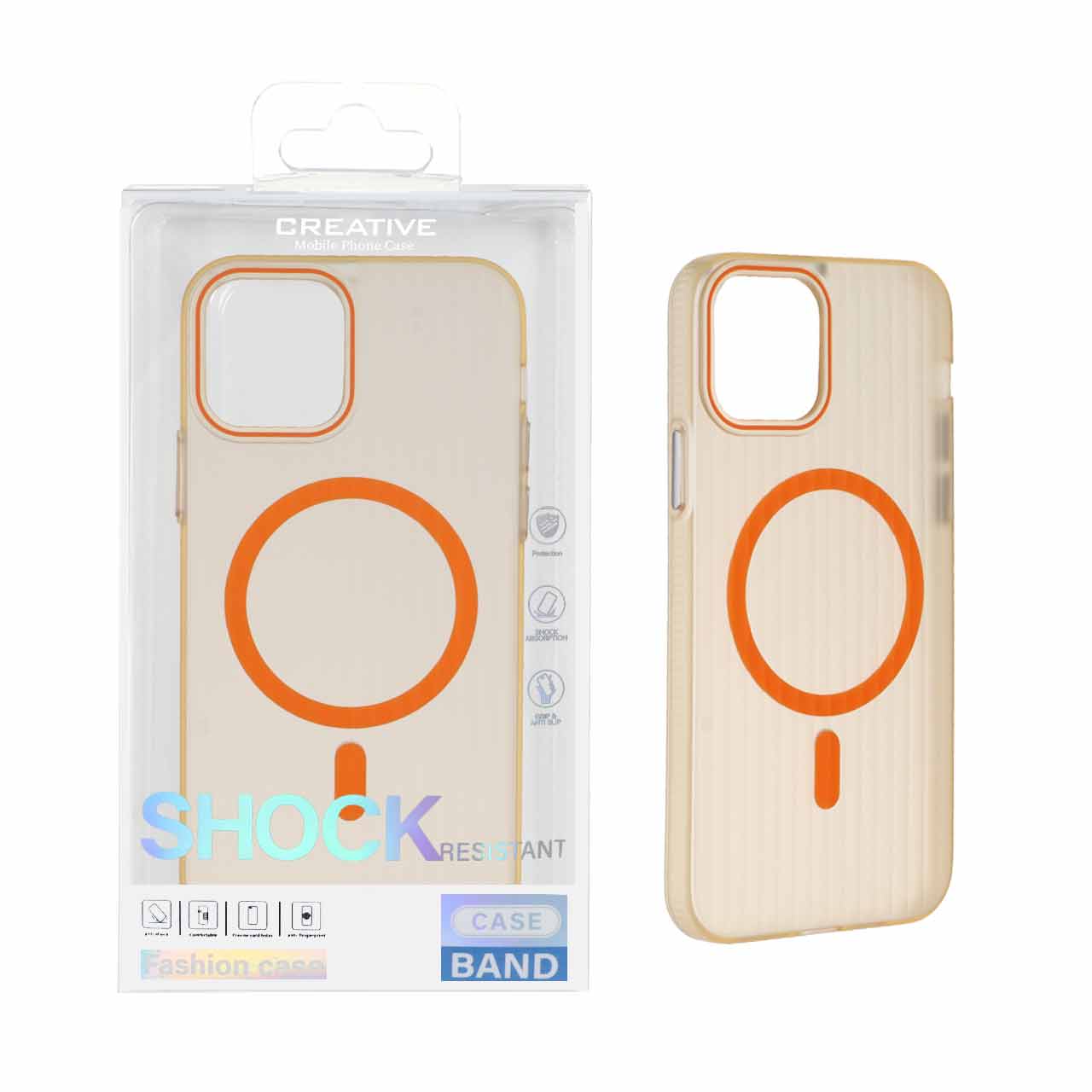 1554986 قاب اورجینال کرکره ای مات Magsafe مدل Apple iPhone 12 Pro / iPhone 12 - نارنجی (پک دار) - تصویر 1