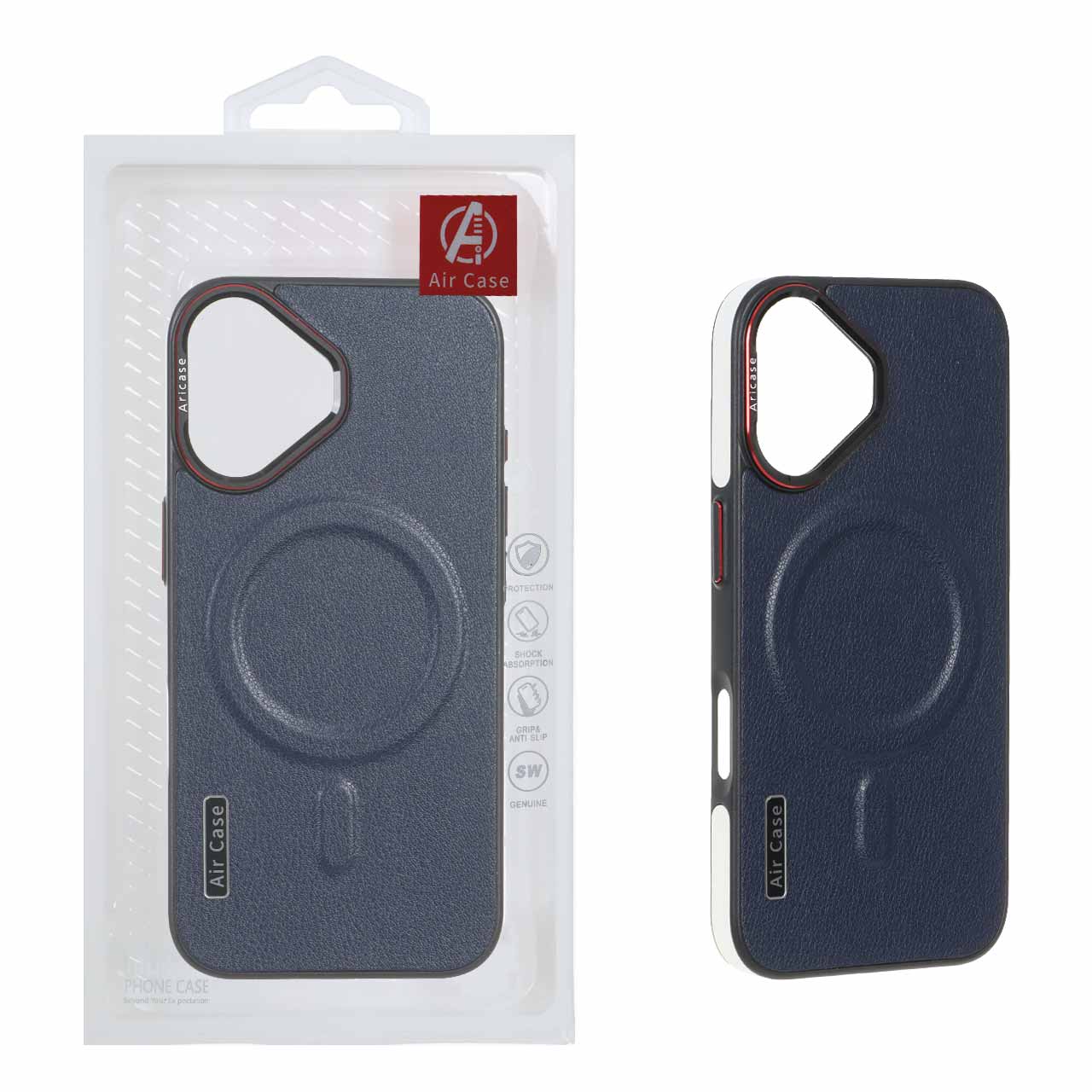 1559368 قاب چرمی اورجینال Air Case Magsafe مدل Apple iPhone 16 - سرمه ای (پک دار) - تصویر 1