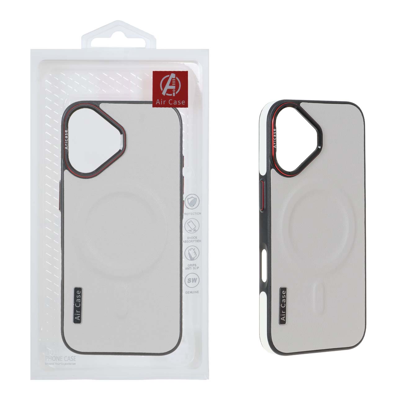 1559374 قاب چرمی اورجینال Air Case Magsafe مدل Apple iPhone 16 - طوسی (پک دار) - تصویر 1