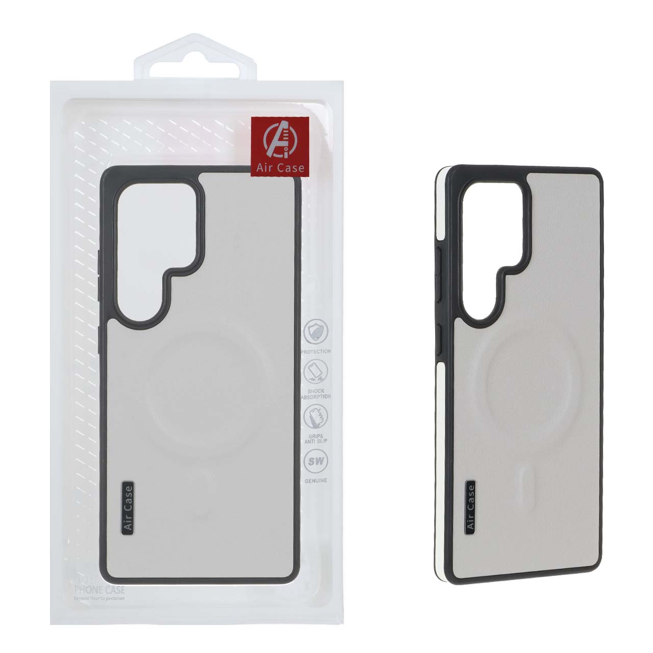 1559400 قاب چرمی اورجینال Air Case Magsafe مدل Samsung Galaxy S25 Ultra - طوسی (پک دار) - تصویر 1