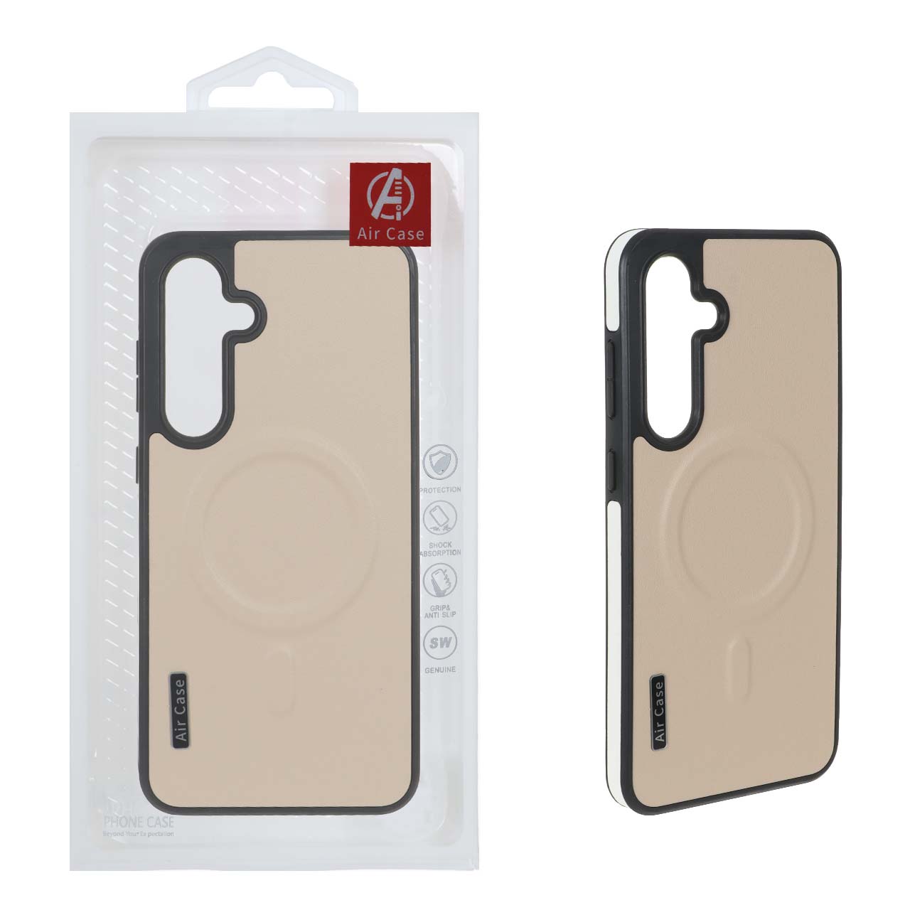 1559410 قاب چرمی اورجینال Air Case Magsafe مدل Samsung Galaxy S24 FE - نسکافه ای (پک دار) - تصویر 1