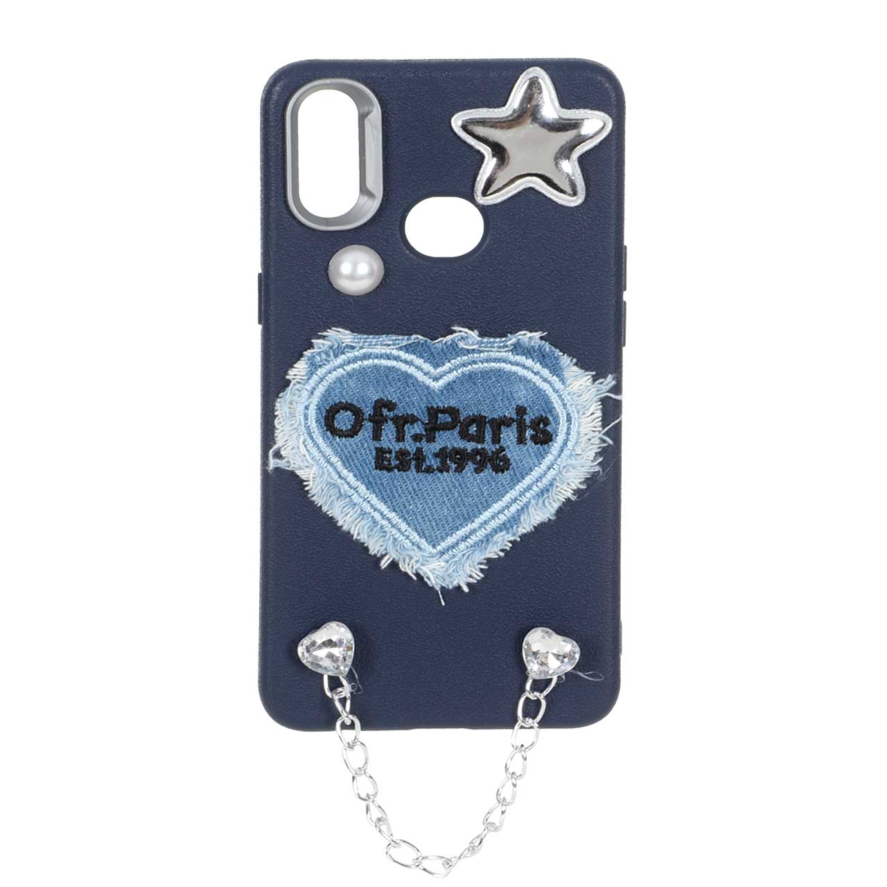 1559426 قاب Texture قلبی پارچه ای Samsung Galaxy A10s - سرمه ای - تصویر 1