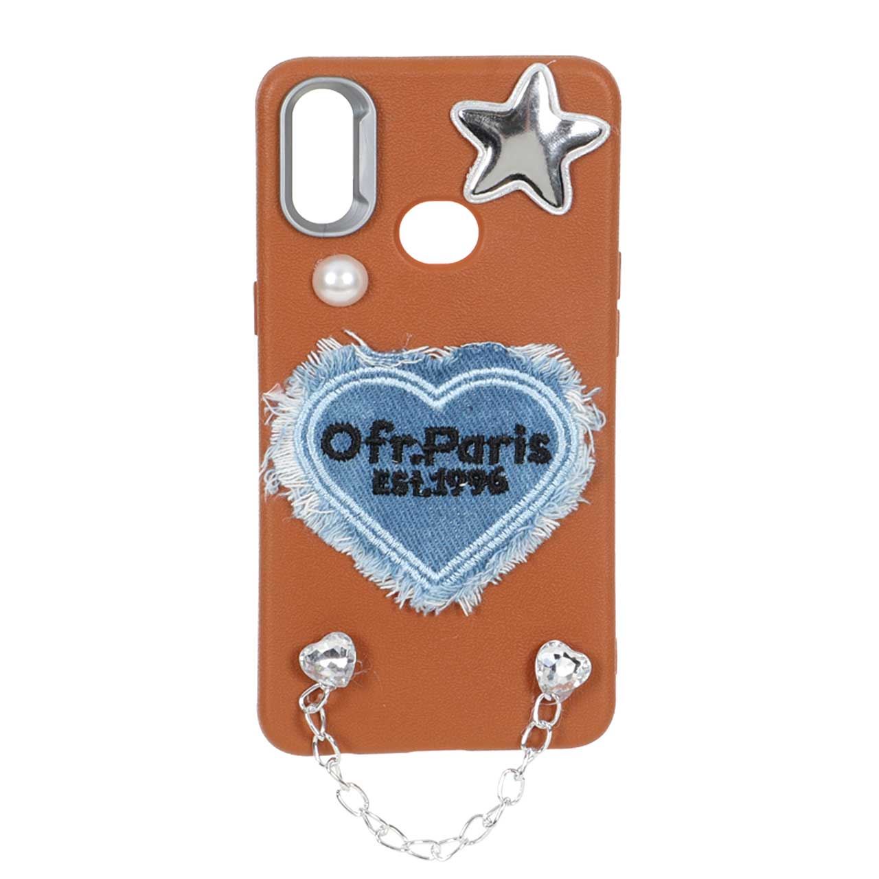 1559432 قاب Texture قلبی پارچه ای Samsung Galaxy A10s - عسلی - تصویر 1