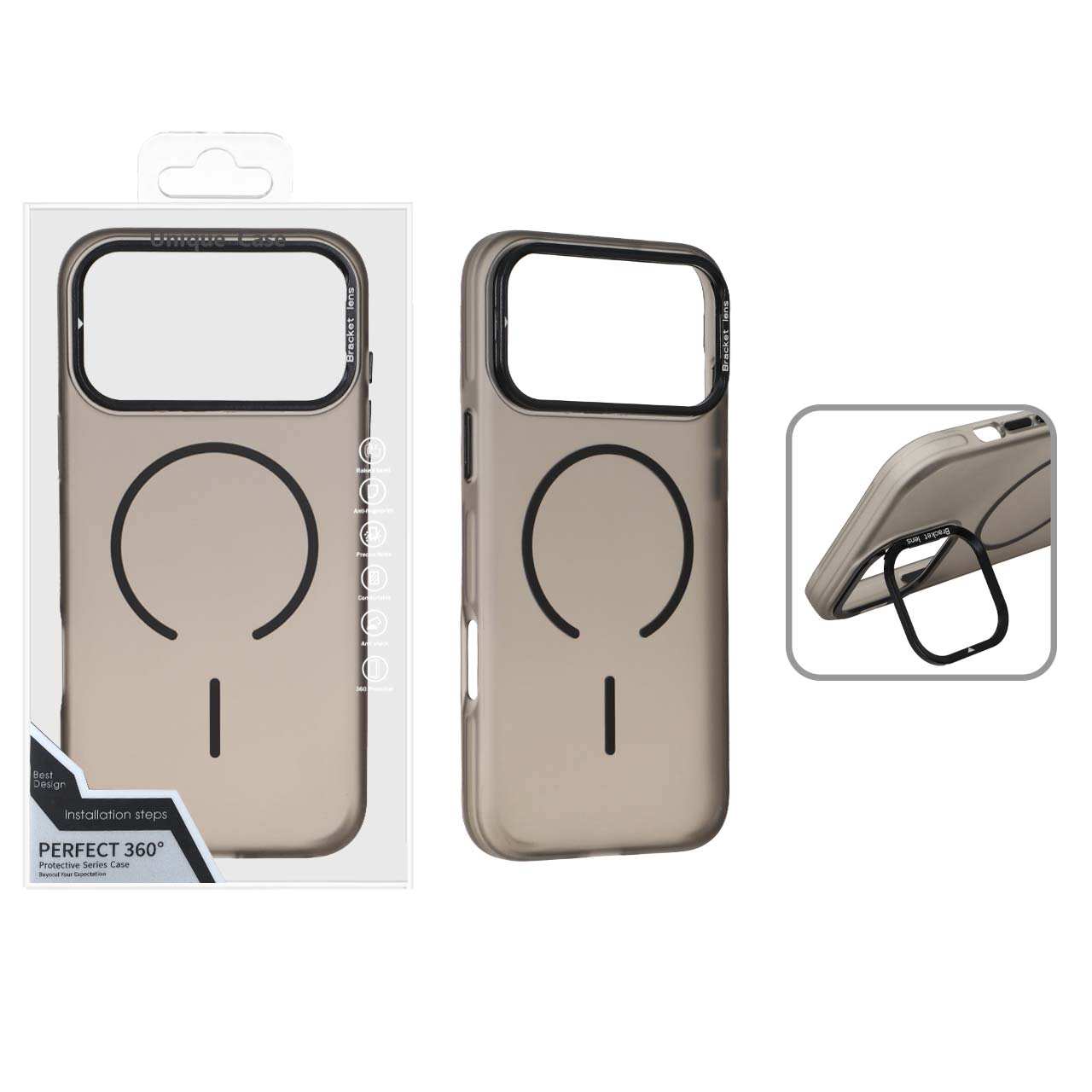 1559956 قاب Bracket Lens مات MagSafe لنز استندشو Apple iPhone 17 Pro Max - مشکی (پک دار) - تصویر 1