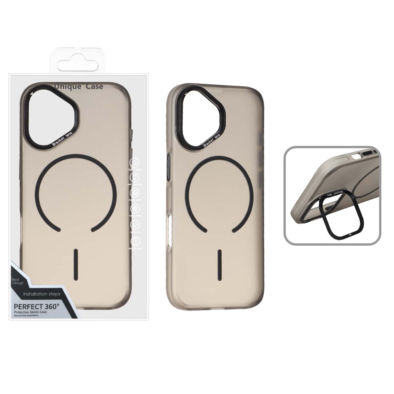 1559972 قاب Bracket Lens مات MagSafe لنز استندشو Apple iPhone 17 - مشکی (پک دار) - تصویر 1