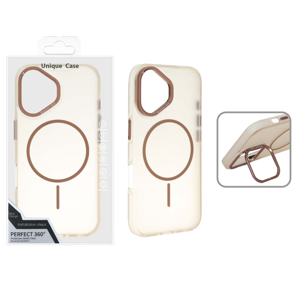 1559998 قاب Bracket Lens مات MagSafe لنز استندشو Apple iPhone 16 - صحرایی (پک دار) - تصویر 1