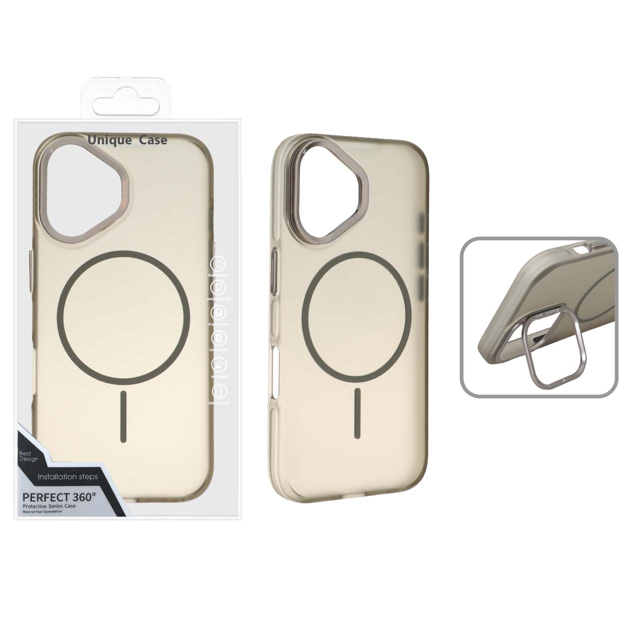 1560002 قاب Bracket Lens مات MagSafe لنز استندشو Apple iPhone 16 - خاکستری (پک دار) - تصویر 1